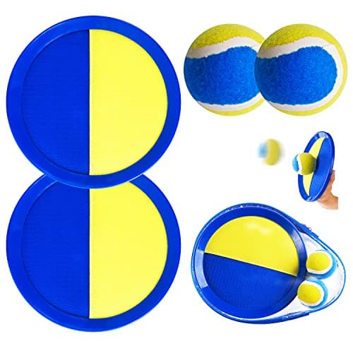 PULEEBO Ball Catcher Game for Kids - Beach, Backyard and Garden Toy - Upgraded Version: Sticky Ball Throwing and Catching Game for Kids, Boys, Girls, Adults and Families