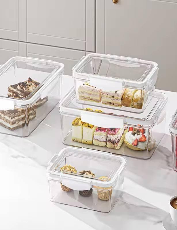Generic Acrylic Refrigerator Container Set, Airtight, Clear, Set of 4 Sizes, 700ml to 5,700ml, .mk
