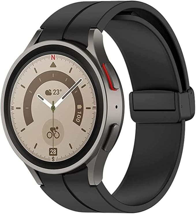 Watch Band For (Compatible with 20mm TS 4/GTS 4 Mini/GTS 3/GTS 2/GTS 2 Mini/GTS 2e/Amazfit Bip 3/Bip U/Bip U Pro/Bip S/Bip Lite) Sport Silicone Strap Magnetic Folding Buckle. Unisex -Adult (Black)