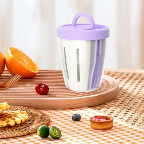 Portable Salad Cup with Strainer Airtight Lid Integrated Fork and Handle