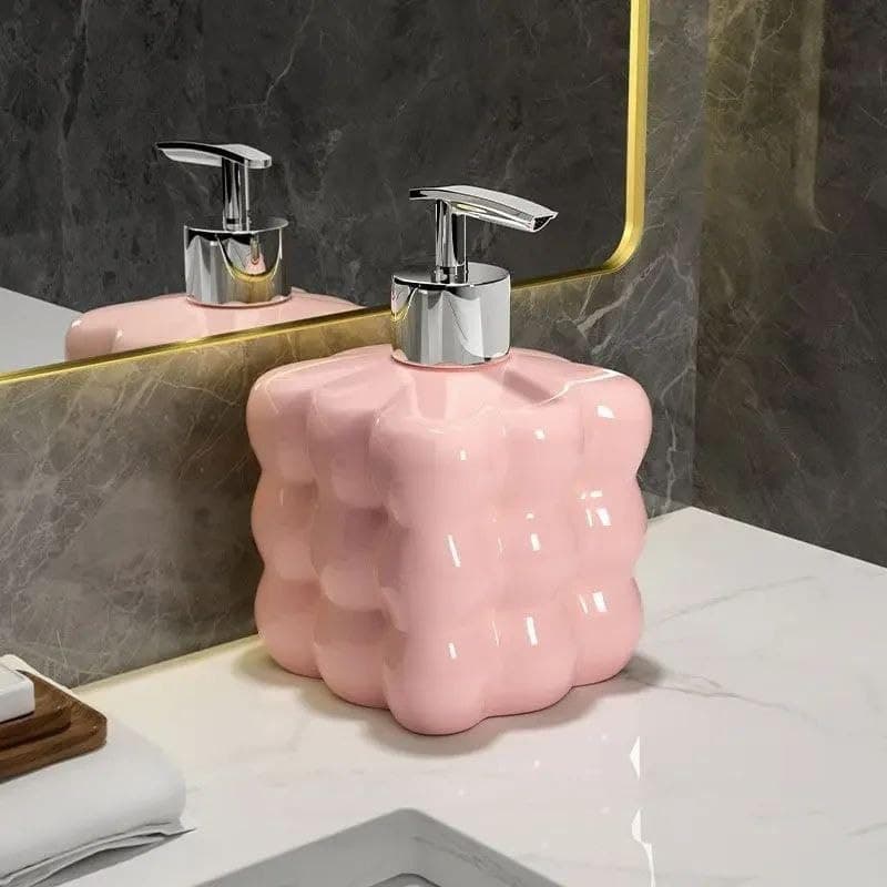 Generic Soap Dispenser with Bubble Design, Pink, Silver Pump, Chic Style for Bathroom, .mek
