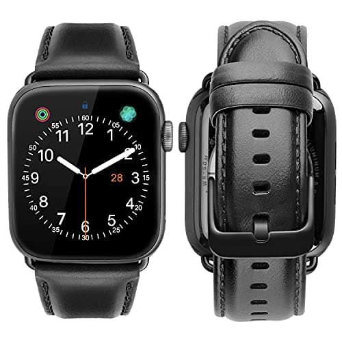 Soft Leather Band for iWatch 42/44 mm and iWatch Series 4 44mm Series 3 Series 2 Series 1 42mm - black , 2724960798507 Watch band
