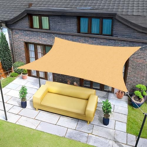 Sunnylaxx 2.5 x 3.5 m Waterproof Sun Shade Sail, Rectangular Sand | Breathable HDPE, Easy to Install, Includes Free Ropes, UV Protection for Outdoor, Garden, Terraces