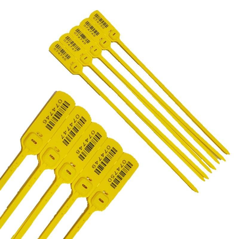 Self Locking Cable Ties, Seal Safety Stoppers, Numbered & Sequential Ties, Securing Containers and Belongings (Yellow, 40cm Length, 5 Pack) - by KaberTrade
