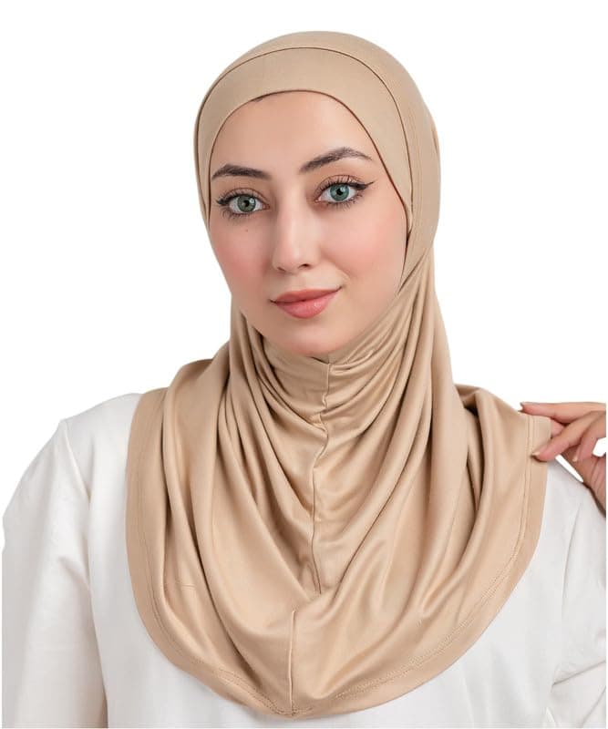Farah Viscose Set Of 2 Pieces (Hijab&Bandana) Syrian Style For Women-Beige Scarf