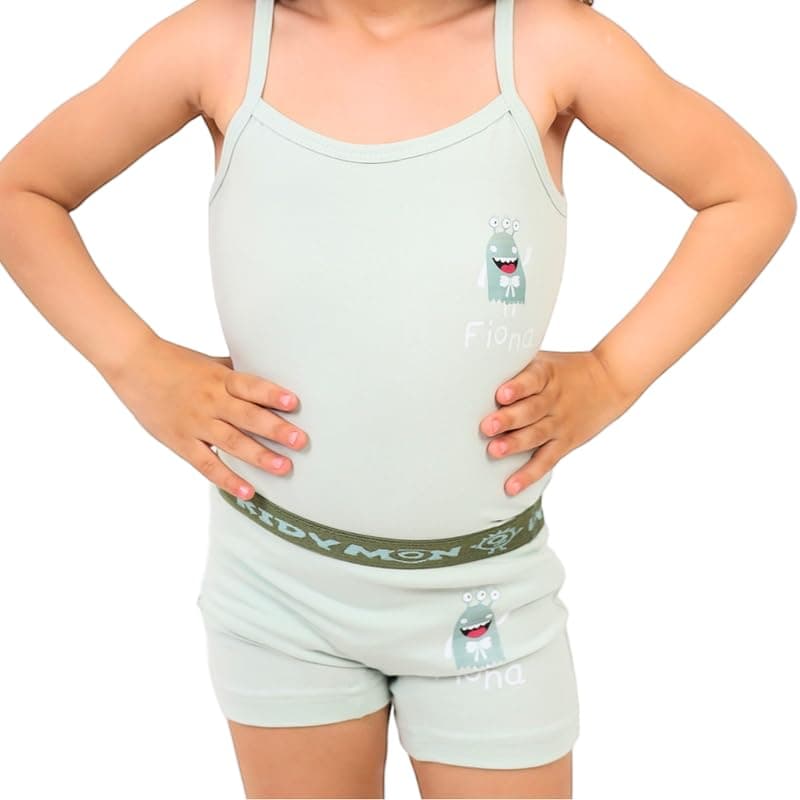 Cotton Zone Girls underwear cotton set - printed protal shirt+hot short – Premium Fine Cotton - Girls Multicoloured size Coordinated outfit