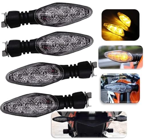 ELTRON TURBO ELT8FHD Unbreakable Waterproof Quality Rubber KTM Style Indicators SMD High Bright Universal for All Bikes Models Turn Signal Lights with 3 month warranty|(Amber, Pack of 4) Vehicle light assembly