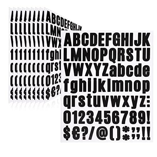 Llewyn 810 Pieces 10 Sheets Letter Stickers,Self Adhesive Vinyl Waterproof Mailbox Numbers Stickers,Alphabet Number Stickers for Mailbox,Window,Door,Sign,Address Number,Business(1 Inch) (Black) Sticker decal