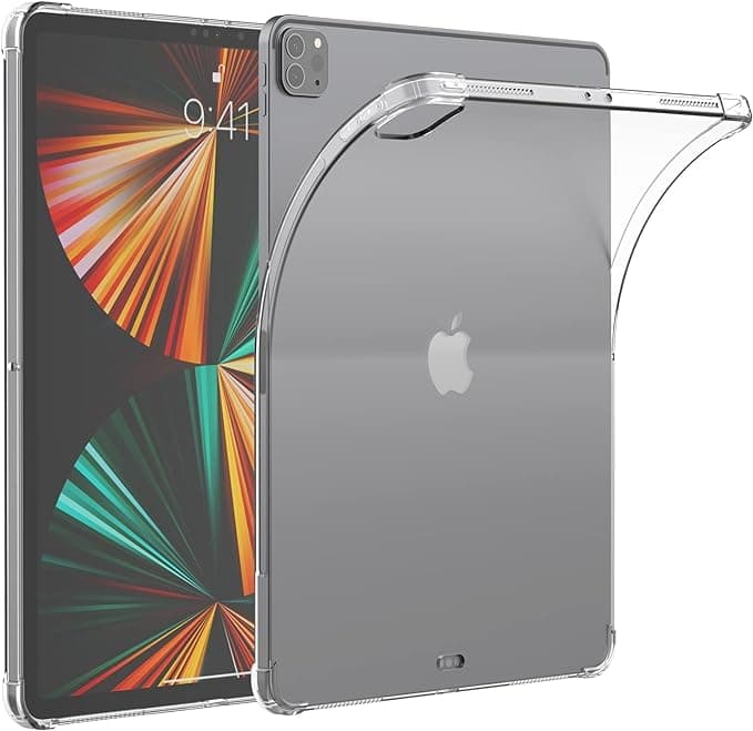 iPad Pro 12.9'' 2021 Clear Case, Asgens Transparent Silicone Case Flexible Soft TPU Silicone Protective Cover for 2021 iPad Pro 12.9 inch Model A2378 / A2461 / A2379 / A2462