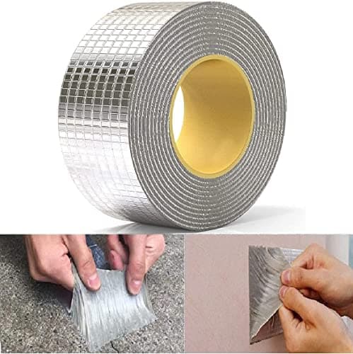 CBRO Leakage Waterproof Tape for Pipe Leakage Roof Water Leakage Solution Aluminium Foil Tape Waterproof Adhesive Tape Sealing Butyl Rubber Tape for Surface Crack, Pipe Rupture (5cmx5m-1PS).