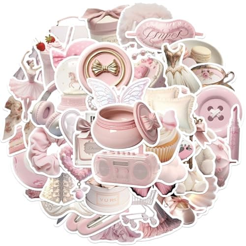 50PCS Vintage Coquette Aesthetic Stickers, Gentle Ballet Style Graffiti Sticker, Valentine Day Stickers for Girl Water Bottles Laptop Pink Decal for Phone Cases, Coquette Room Decor Vintage