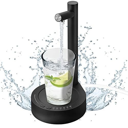 AUAUY Electric Desktop Water Bottle Dispenser, 6 Levels Quantitative Automatic Drink Dispenser, USB Water Dispenser, Portable Drinking Water Pump, Removable Pump Machine for Home, Office (Black)