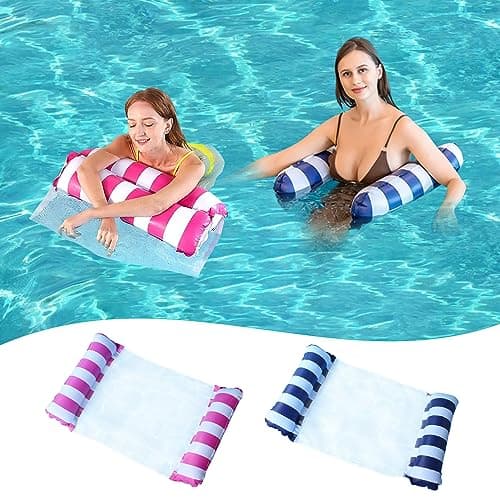 Inflatable Pool Floats, Meegoo Multi-Purpose Water Hammock Lounge, Portable Swimming Pool Hammock Drifter Chair for Adults Vacation Fun and Rest Water flotation device