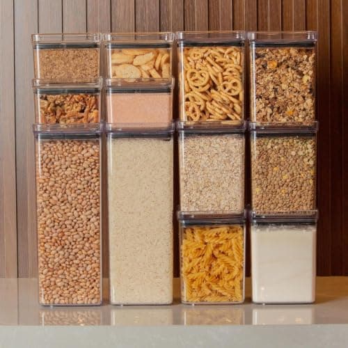 12Pcs Acrylic Food Storage Containers for Kitchen Pantry Organization