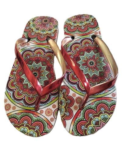Boho Mandala Metallic Flip-Flops - Red Sandal