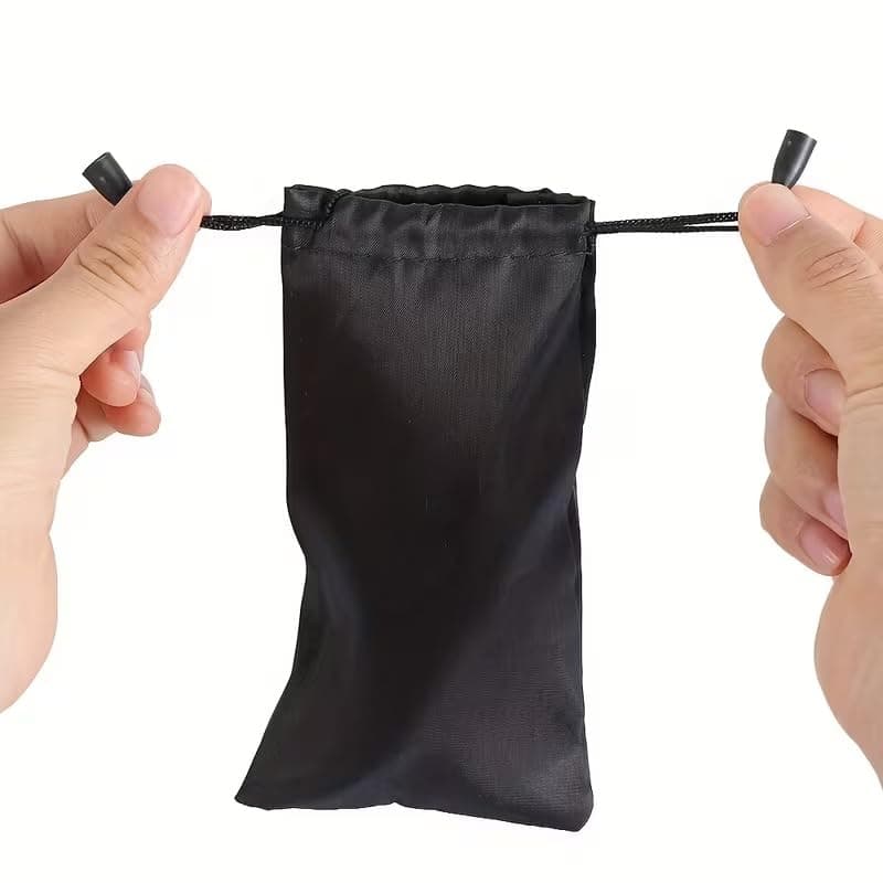 Black Microfiber Drawstring Pouch – Protective Carrying Case for Sunglasses, Eyeglasses, Electronics & Accessories