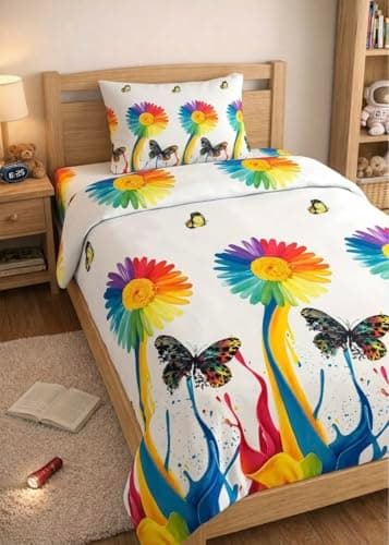 Children's Duvet Cover, Cotton, Includes 1 Pillow Case, Different designs (170x220 cm) (Butterflies)