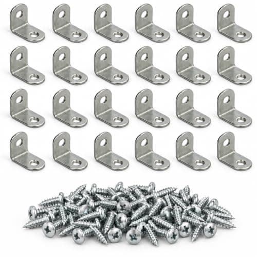 L Brackets Corner Brace 24 Pcs with Screws, Small 20 x 20 mm 90 Degree Right Angle Metal Brackets for Wood Furniture, Cabinets, Drawers, Chairs and Shelves Mount bracket