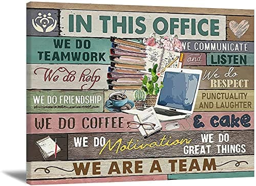 Jpaios Inspirational Wall Art For Office Motivational Poster Decor In This We Are a Team Canvas Coffee Book and Computer Room Décor 16X24Inch No Frame