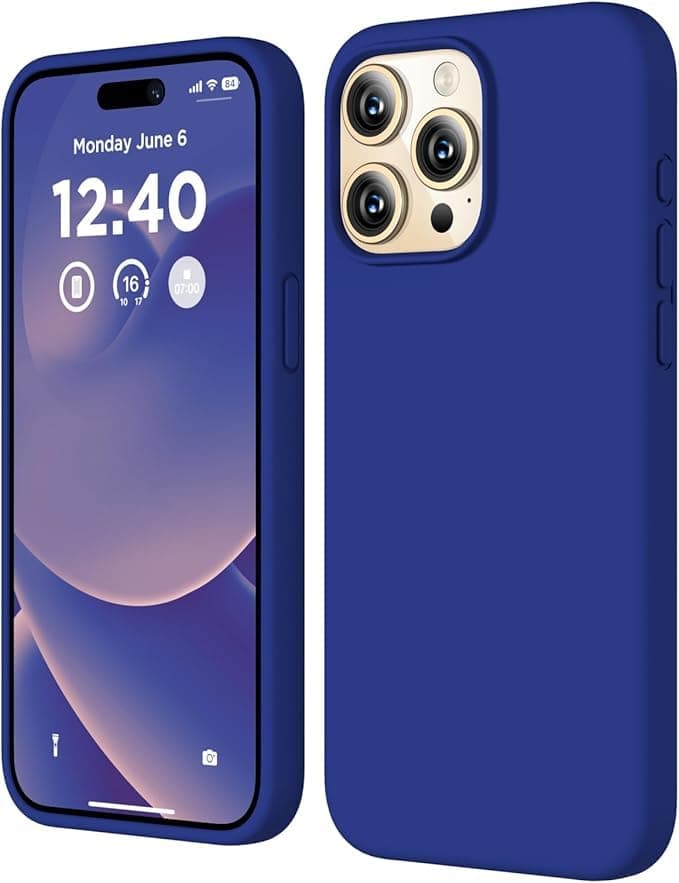 Compatible with iPhone 13 Pro Max Case, Liquid Silicone Case, Full Body Shockproof Protective Cover Slim Thin Phone Case with Soft Anti-Scratch Microfiber Lining, 6.7 inch- (Cobalt)