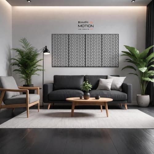 ACOUSTIC MOTION® Wooden MDF Wall Art Decor Panels, DIREWAVE Design with Double-Face Tape, Modern Black Wall Hanging for Home, Living Room, Bedroom, Office & Hotel, 25×50×0.5 cm, 4-Piece Set