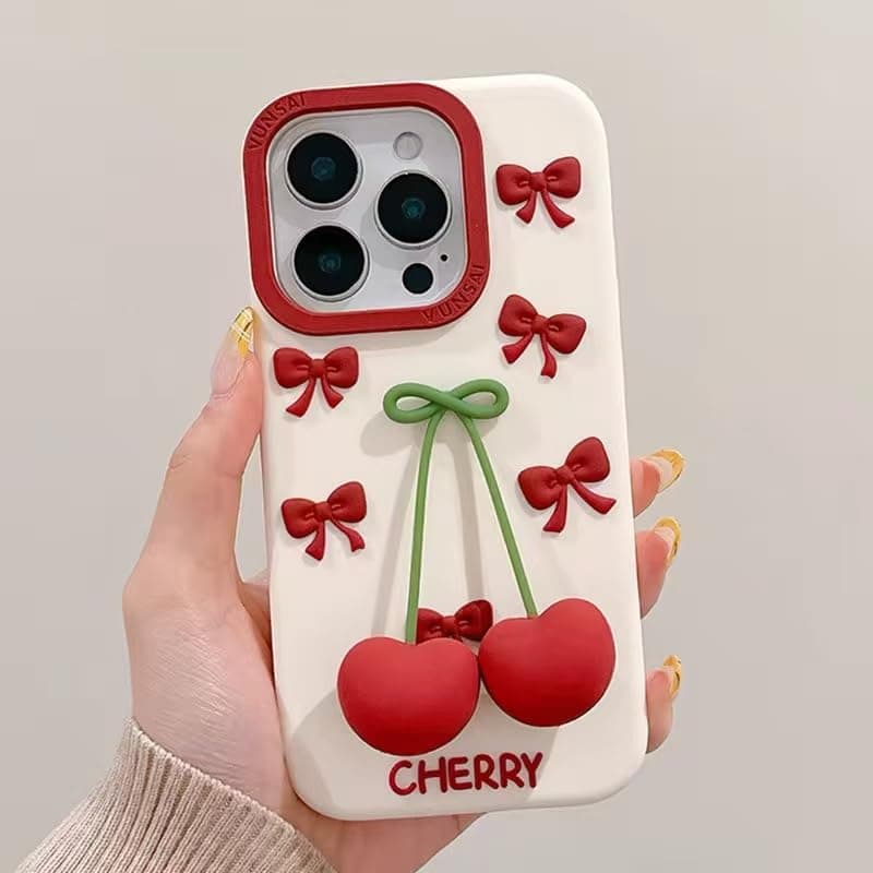 Ecosystem Stylish 3D Cartoon Case for iPhone14 Pro Max/15 Pro Max/iphone 13Pro Max, All-Round Protection, Anti-Slip Cover,Scratch-Resistant,and Fun Aesthetic Cover (Cherry)