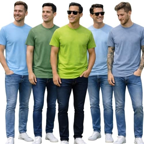 ISTANBUL MODEL Men’s Essential Round Neck T-Shirt 5-Pack, Soft Cotton Stretch, Crew Neck, everyday t shirt men
