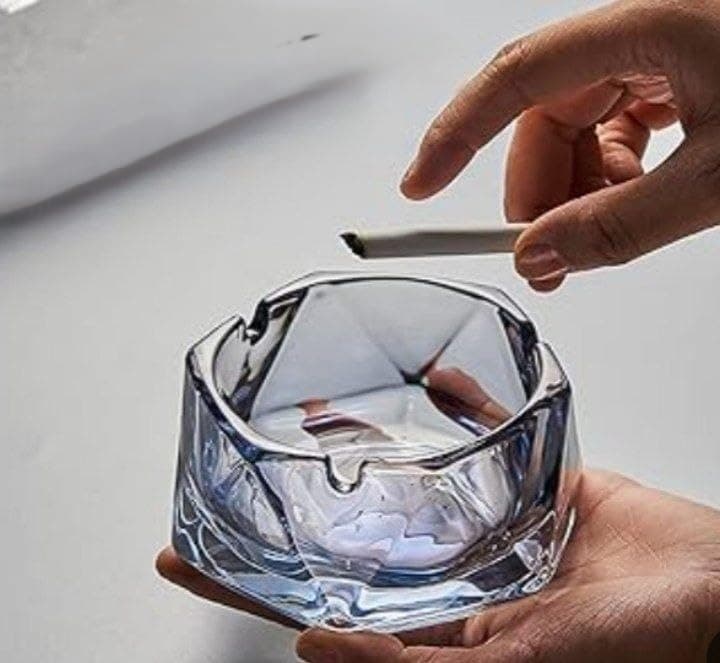 Generic Crystal Glass Ashtray, Clear, Elegant Home Décor, .bl