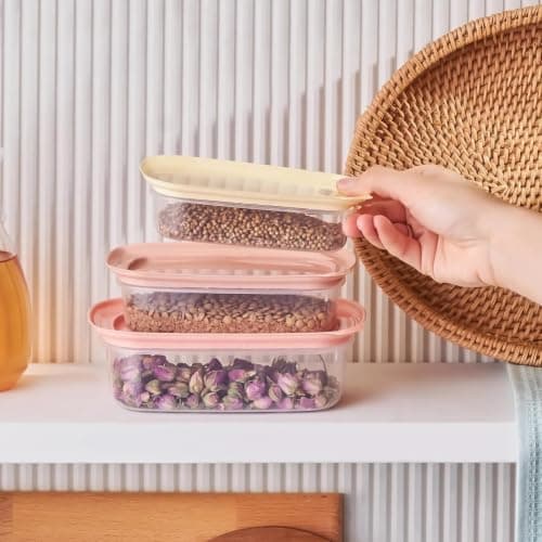 Airtight Food Storage Container Set 3-Pack Microwave Freezer Safe 1L-2.5L, for Home and Daily Use
