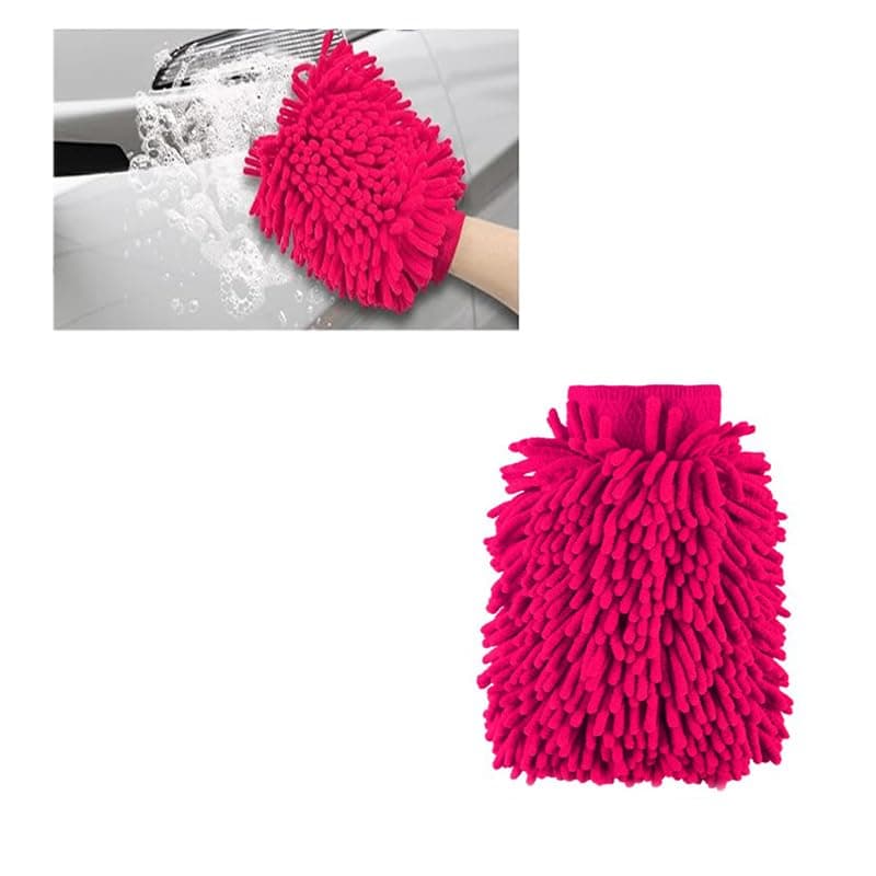 KaberTrade Car Wash Mitt, Large Thick Gloves, Super Soft and Scratch Free Car Cleaning Gloves (1 Piece Fuchsia Color) - KaberTrade