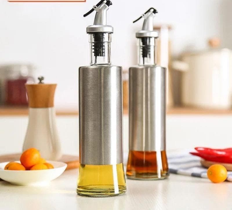 Generic Glass and Stainless Steel Oil Dispenser Bottle, 300ml, for Oils, Vinegar, Soy Sauce and Sauces, .db