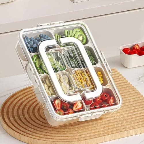 Acrylic Spice Storage Box with Airtight Lid 8 Divided Containers Organizer Food storage container