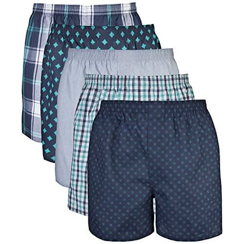 Gildan Men's Woven Boxers, Multipack, Assorted Navy (5-pack), L Underpants