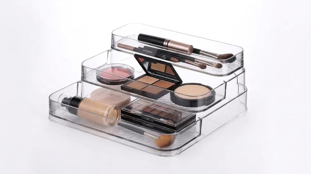 Acrylic Multi-Level Makeup Perfume Organizer, Multi-Use Clear Display Rack for Cosmetics, Spice Jars, Accessories, Perfumes, Durable Design, Space Saving, Easy to Clean Caddy