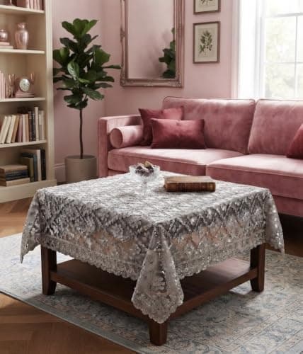Embroidered Tablecloth 85x85cm Square Cover for Side Coffee Tables