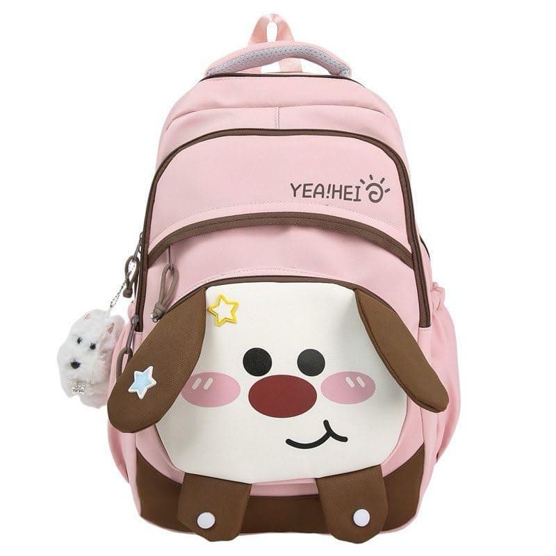 Cartoon Dog School Backpack | 3D Dog Face Design, Multiple Compartments