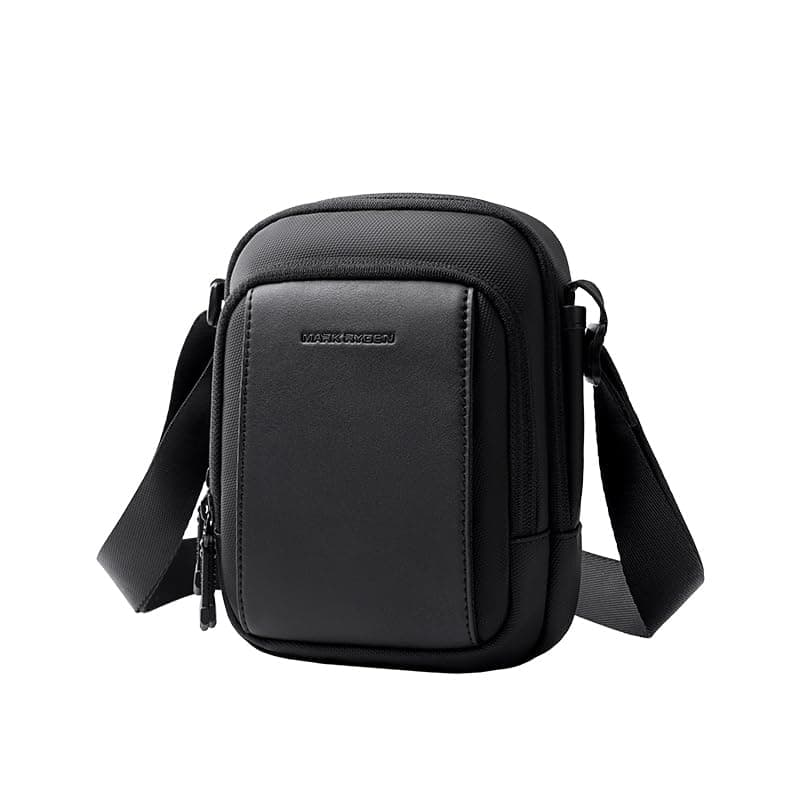 MARK RYDEN MR470 Crossbody Bag for Men, Compact Shoulder Bag with Multiple Pockets, Key Hook, Splash-Resistant Oxford Fabric, Adjustable Strap, Black