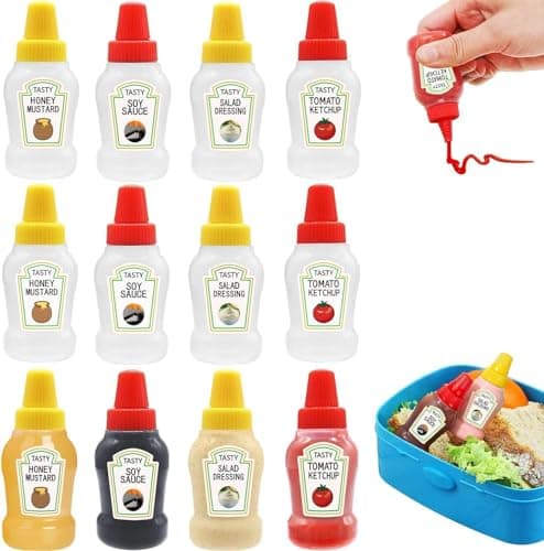 Compact Ketchup Bottles with Strong Screw Caps, 25ml Mini Squeeze Bottles, Travel Bottles for Picnics, BBQs, Picnics, Lunch Sets for Everyone, Now Available in Al-Israa (12)