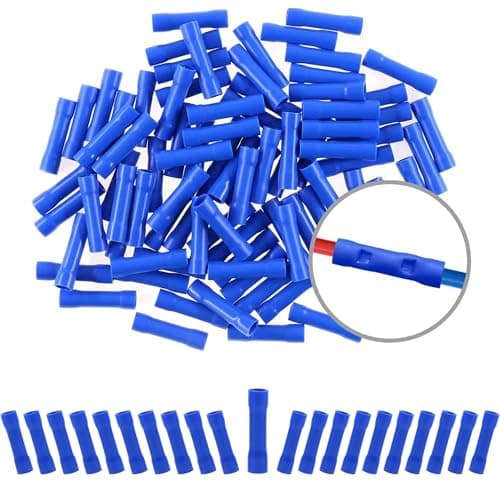 20pcs 16-14AWG Fully Insulated Straight Electrical Wire Connectors Terminal Connectors Blue Electronic component terminal