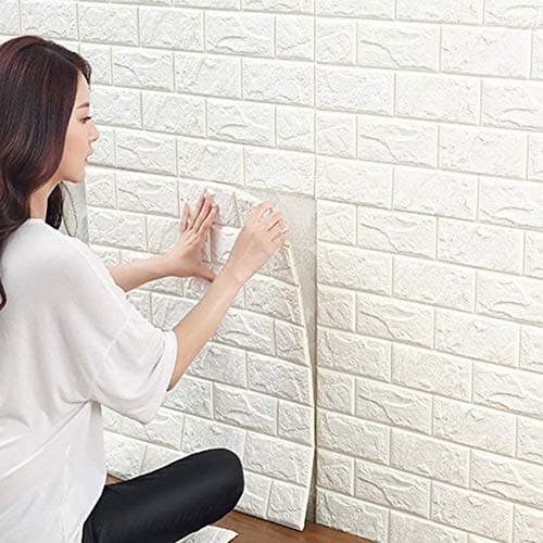 Bibykivn 3D wall paper with 10-piece building brick pattern, 13x15 inch waterproof self-adhesive wall tile, 3D wall painting for home decor suitable for kitchen, bathroom, living room