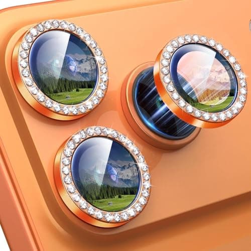 Camera Lens Protector For iPhone 17 Pro Max/ 17 Pro Only, Diamond Orange Color Screen protector
