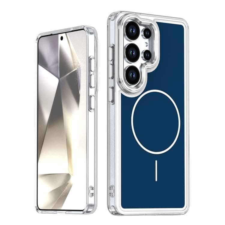 A Prem Phone (Samsung S25 Ultra) Case With Adistinctive Design, Flexible Matte Back A Silicone Frame, And Shock-Resistant Edges. (Blue) Cellular phone case
