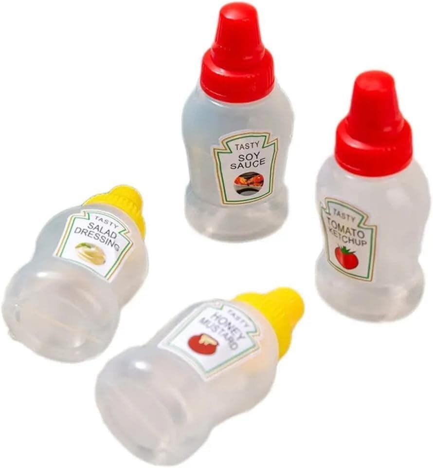 Travel-Friendly Small Sauce Bottles Set of 2 Leakproof Ketchup and Condiment Containers for Lunchbox Easy Carry Plastic Portable Dressing Storage