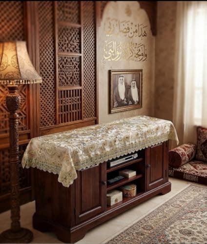 Elegant Embroidered Console Runner 75x125cm for TV Unit and Dresser Home