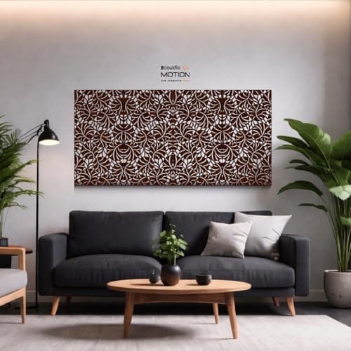 ACOUSTIC MOTION® Wooden MDF Wall Art Decor Panels, ARABEX Design with Double-Face Tape, Modern Brown Wall Hanging for Home, Living Room, Bedroom, Office & Hotel, 25×50×0.5 cm, 4-Piece Set