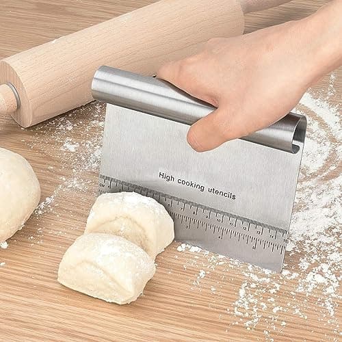 Special Offer (20 Cutters) Professional Stainless Steel Brushed Stainless Steel Dough Peeler/Cutter/Chopper with Measuring Scale - Versatile Cake Pizza Cutter - Pastry Dough Separator and Knife Scale Wheel cutter