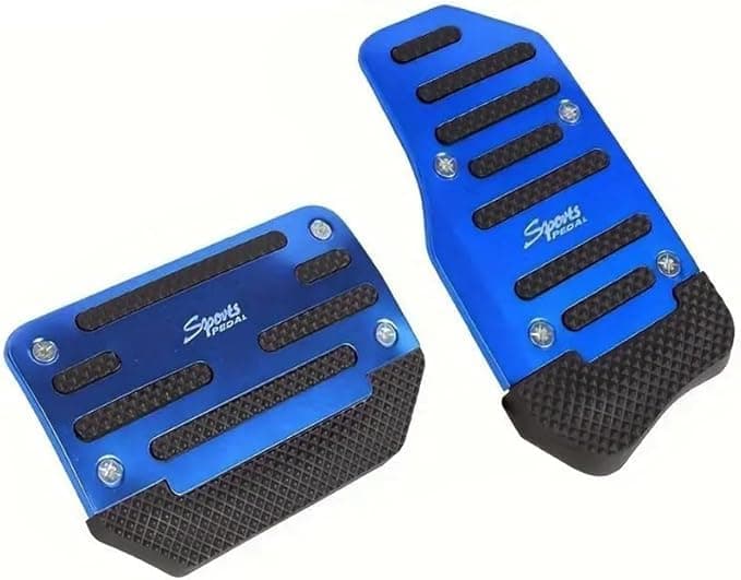 Universal Car Pedal Cover Set Anti-Slip Foot Pedal Universal Alloy Foot Pedal Professional Gasoline Pedal Set (Automatic Pedal Set - Blue - 2 Pcs)