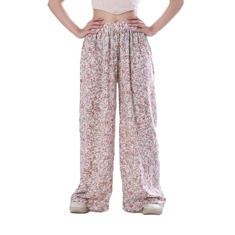 BEBO Women's Printed Drawstring Pants Free Size Fits 60 to 85 Kg Approximately Women One Size Beige & Red