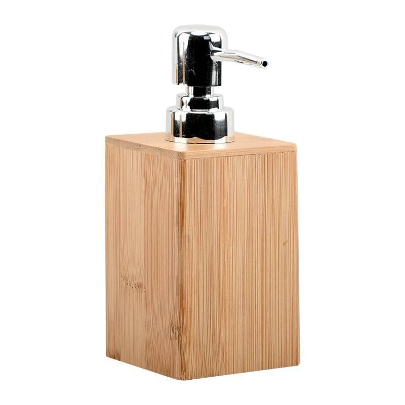 Generic Soap Dispenser with Chrome Pump, Wooden Body with Inner Plastic Container, Bathroom Counter Accessory, .sa