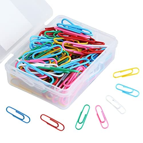 Coloured Paper Clips,100 PCS Paper Clips Clamps Document Paper Clips with Box for Office School Stationery Document Classified Storage 28mm/1.1", Assorted Color(size:100pcs) Home